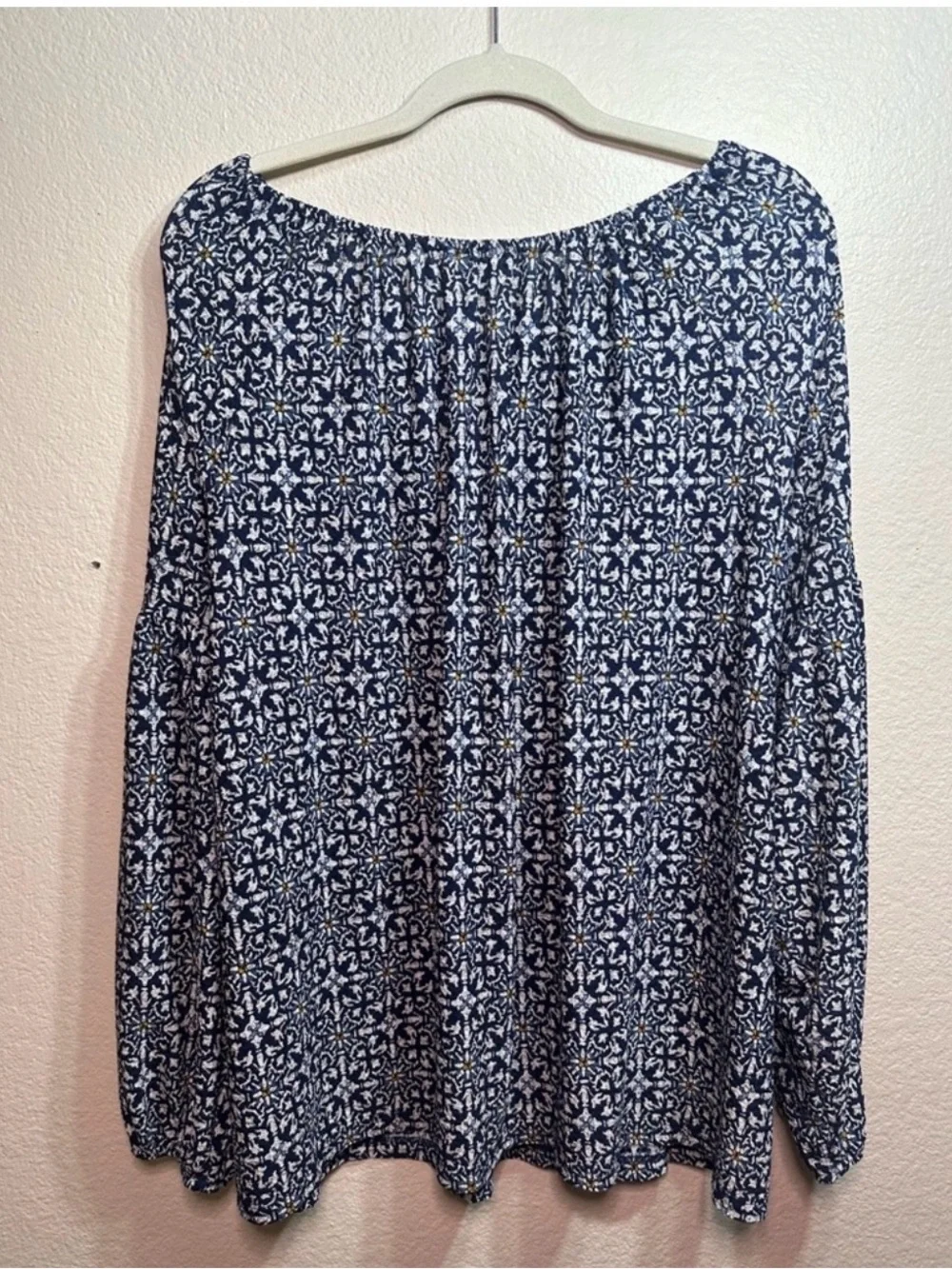 Michael Kors Womens Cottagecore Ditsy Floral Top 1X Navy Peasant Logo Bloomcore
